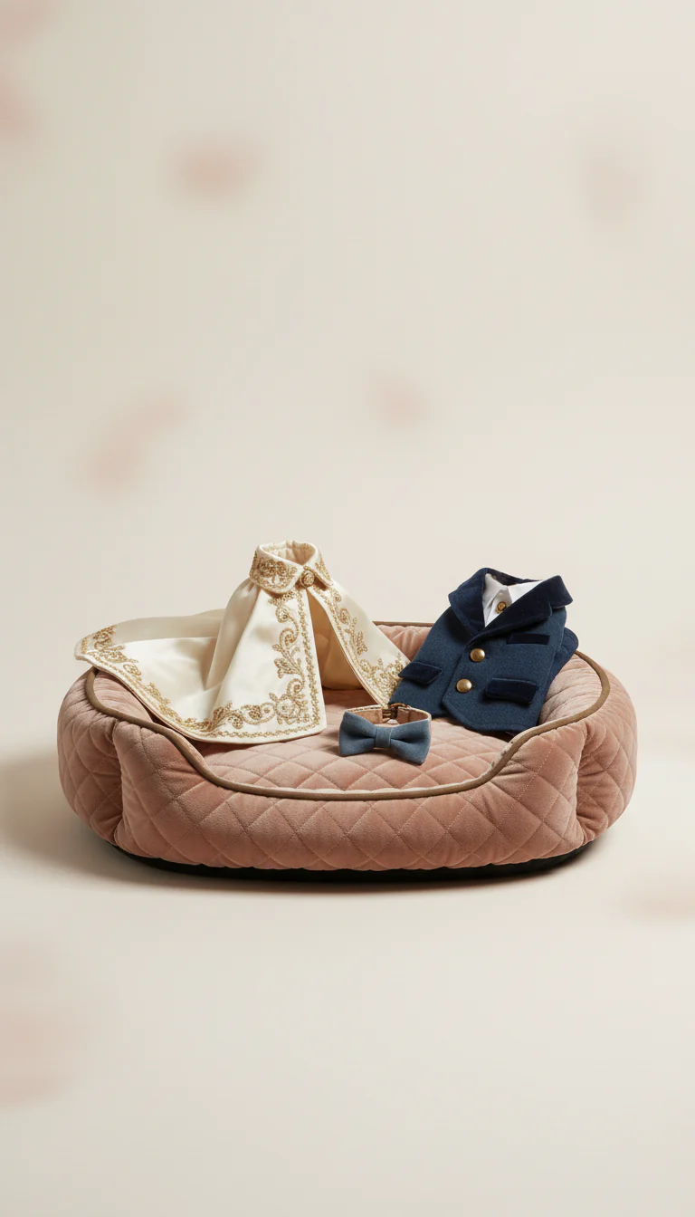 Luxury Pet Gift Set — Tuxedo, Cape & Quilted Bed