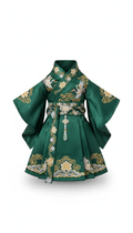 Emerald Crane & Lotus Hanfu Pet Robe