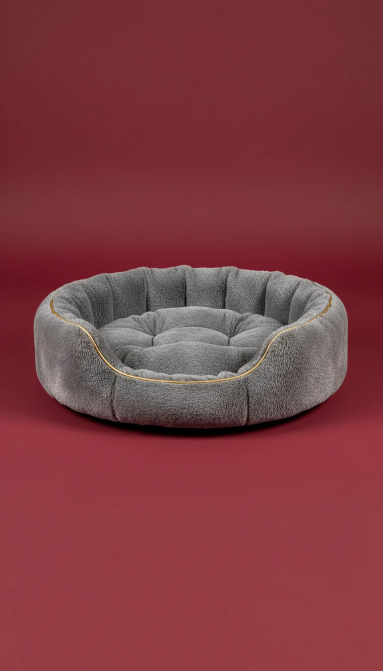 Luxury Plush Round Pet Bed — Slate Gray
