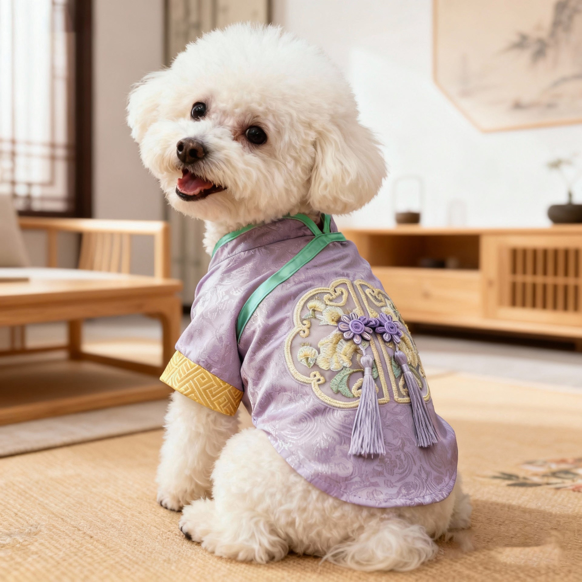 New Chinese-Style Pet Clothing: Traditional-Style Vests for the Lunar New Year—Perfect for Poodles, Bichons, and Pomeranians