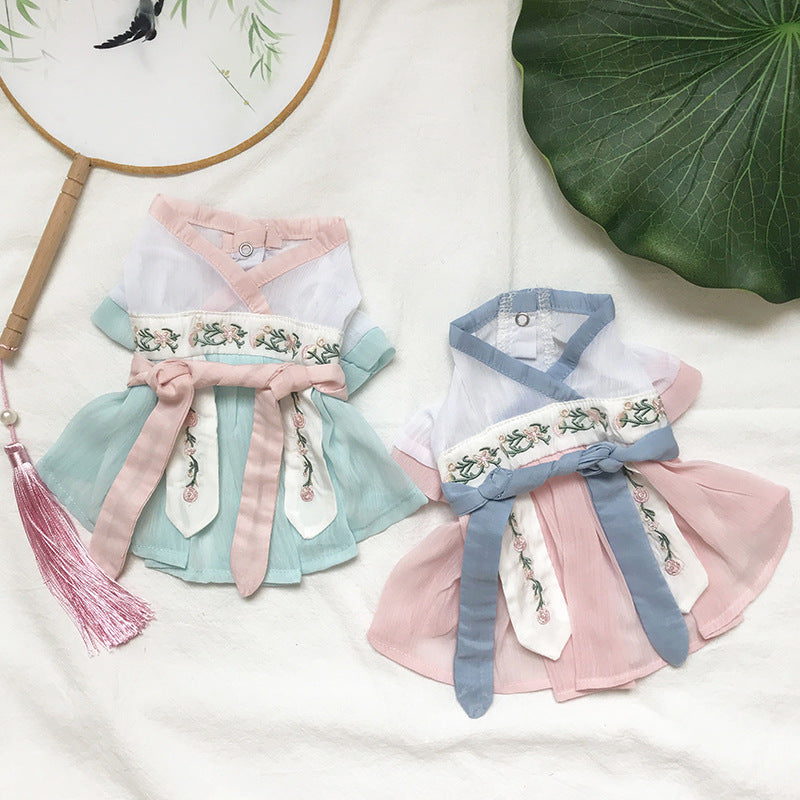 Trendy Hanfu-Style Summer Clothing for Small Dogs: Lightweight Outfits for Poodles and Bichons, as well as Cats—Chinese-Style and Traditional Designs