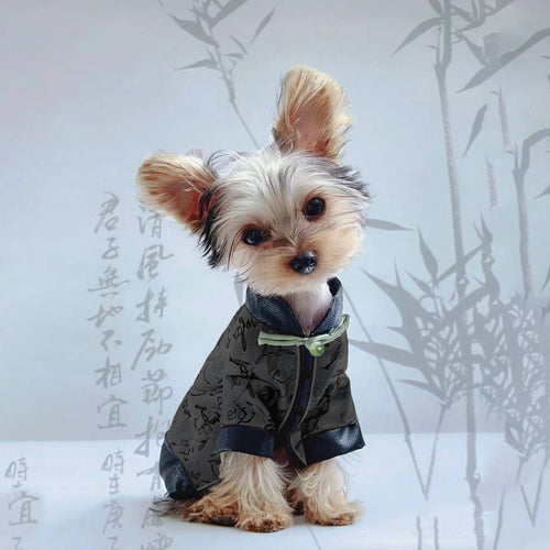 Chinese style calligraphy dog clothes, super lightweight, personalized, for Teddy, Bichon, Pomeranian, Schnauzer small dogs, vest, trendy
