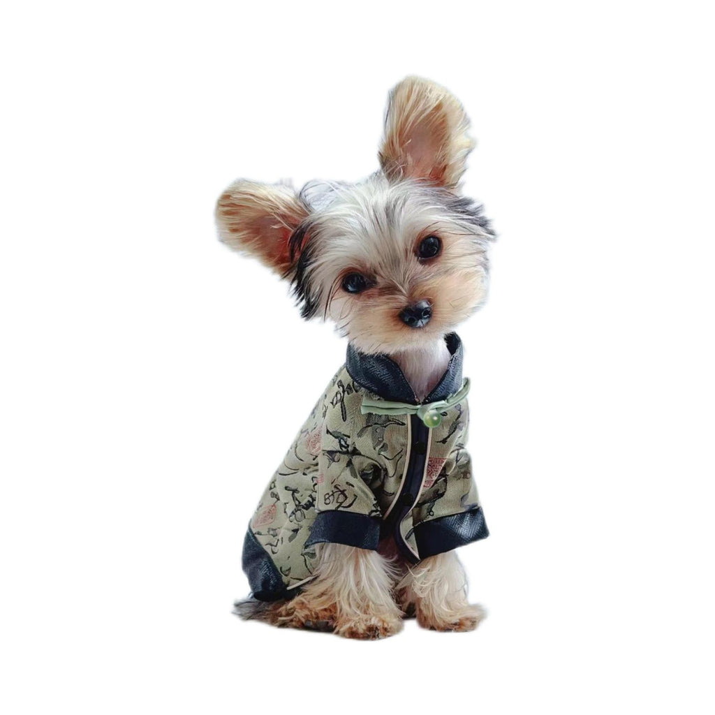 Chinese style calligraphy dog clothes, super lightweight, personalized, for Teddy, Bichon, Pomeranian, Schnauzer small dogs, vest, trendy
