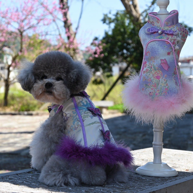 Lightweight Summer Dog Clothes: Pet-Friendly Chinese-Style Qipao for Cats, Poodles, Bichons, and Pomeranians