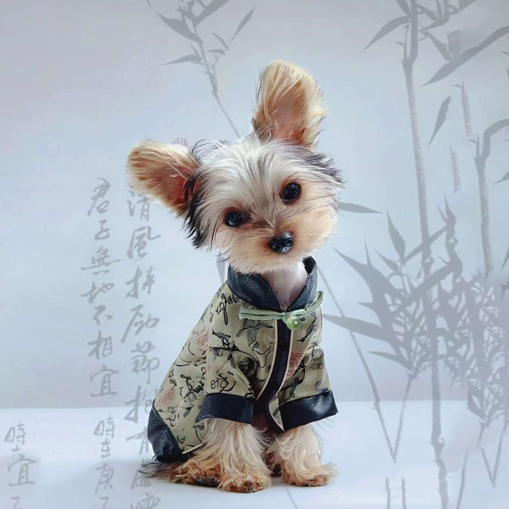 Chinese style calligraphy dog clothes, super lightweight, personalized, for Teddy, Bichon, Pomeranian, Schnauzer small dogs, vest, trendy
