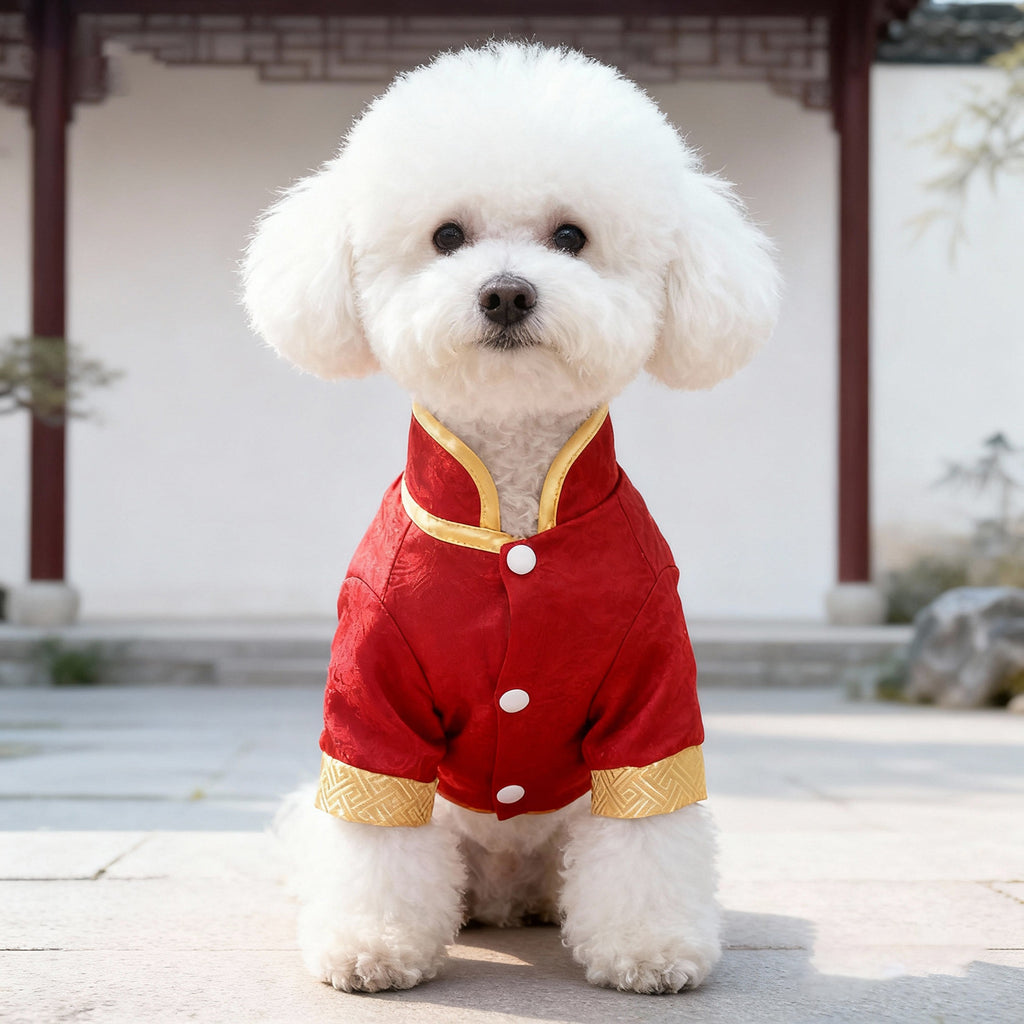 New Chinese-Style Pet Clothing: Traditional-Style Vests for the Lunar New Year—Perfect for Poodles, Bichons, and Pomeranians