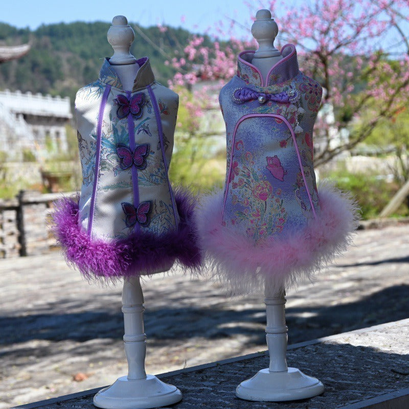 Lightweight Summer Dog Clothes: Pet-Friendly Chinese-Style Qipao for Cats, Poodles, Bichons, and Pomeranians