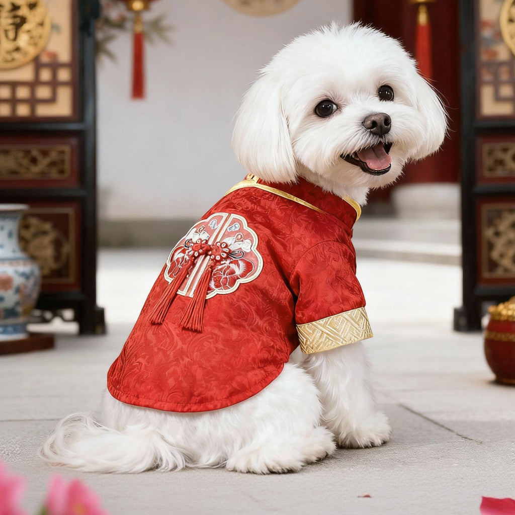 New Chinese-Style Pet Clothing: Traditional-Style Vests for the Lunar New Year—Perfect for Poodles, Bichons, and Pomeranians