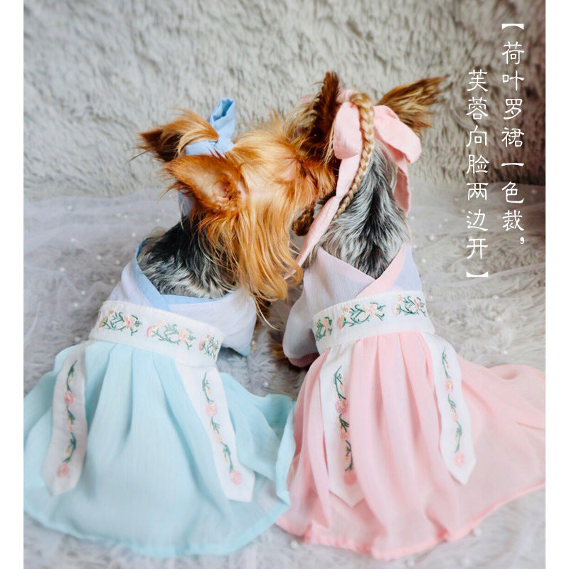 Trendy Hanfu-Style Summer Clothing for Small Dogs: Lightweight Outfits for Poodles and Bichons, as well as Cats—Chinese-Style and Traditional Designs