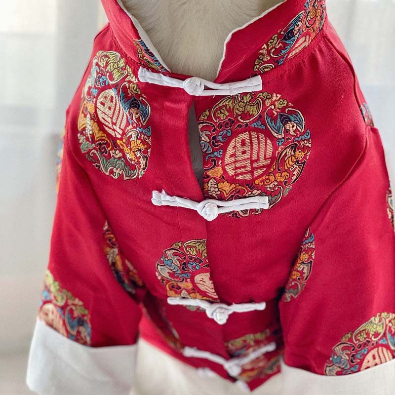 Dog Clothes: Festive Chinese-Style Outfits for Large Breeds—Labrador and Golden Retriever New Year's Tang Suits and New Year Greeting Outfits