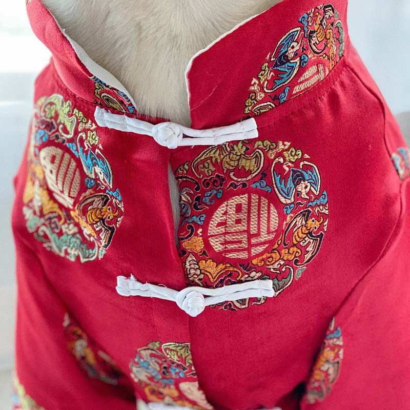 Dog Clothes: Festive Chinese-Style Outfits for Large Breeds—Labrador and Golden Retriever New Year's Tang Suits and New Year Greeting Outfits