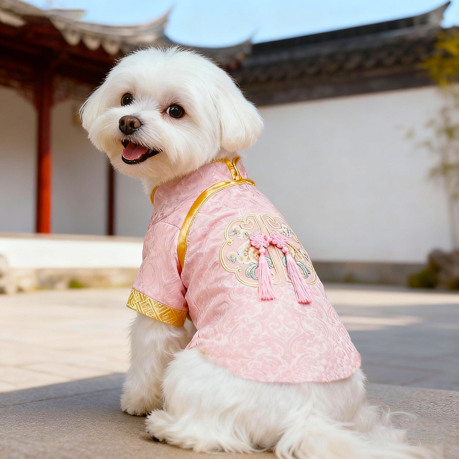 New Chinese-Style Pet Clothing: Traditional-Style Vests for the Lunar New Year—Perfect for Poodles, Bichons, and Pomeranians