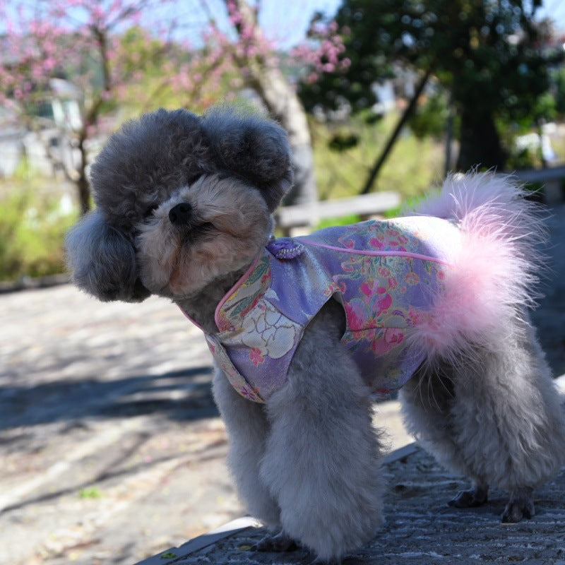 Lightweight Summer Dog Clothes: Pet-Friendly Chinese-Style Qipao for Cats, Poodles, Bichons, and Pomeranians
