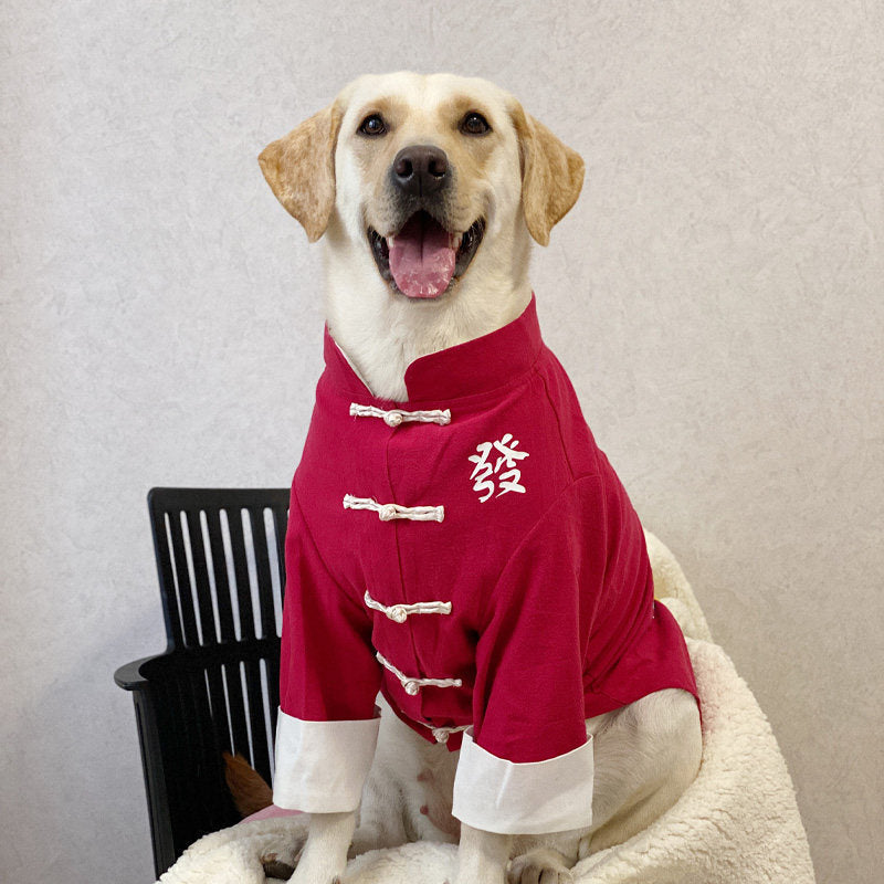 Dog Clothes: Festive Chinese-Style Outfits for Large Breeds—Labrador and Golden Retriever New Year's Tang Suits and New Year Greeting Outfits