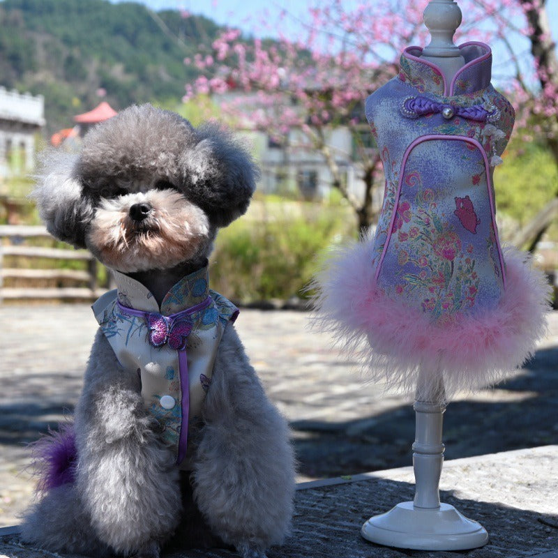 Lightweight Summer Dog Clothes: Pet-Friendly Chinese-Style Qipao for Cats, Poodles, Bichons, and Pomeranians