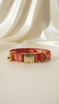 Red Gold Auspicious Cloud Brocade Pet Collar with Bell