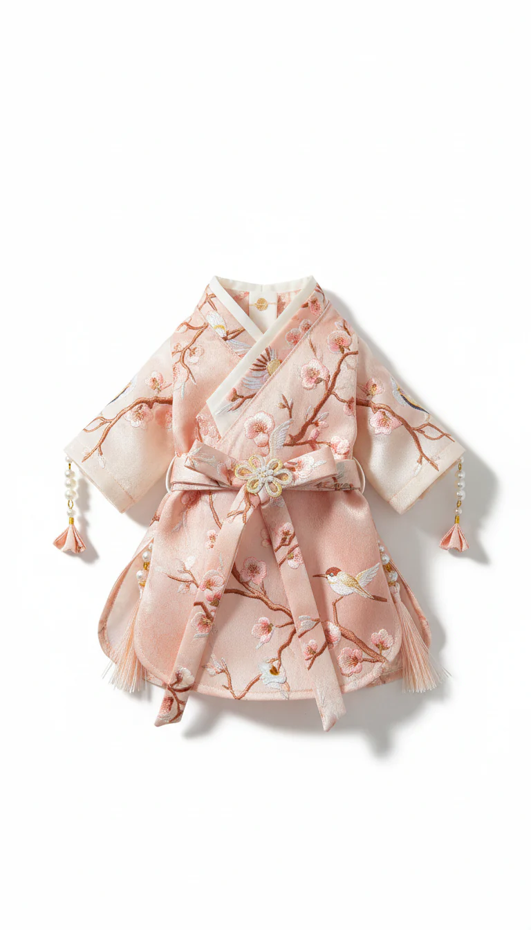 Pink Plum Blossom Hanfu Pet Dress