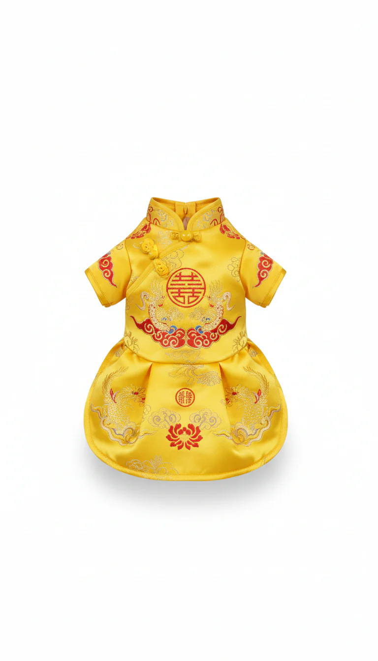 Imperial Gold Dragon Qipao Pet Dress